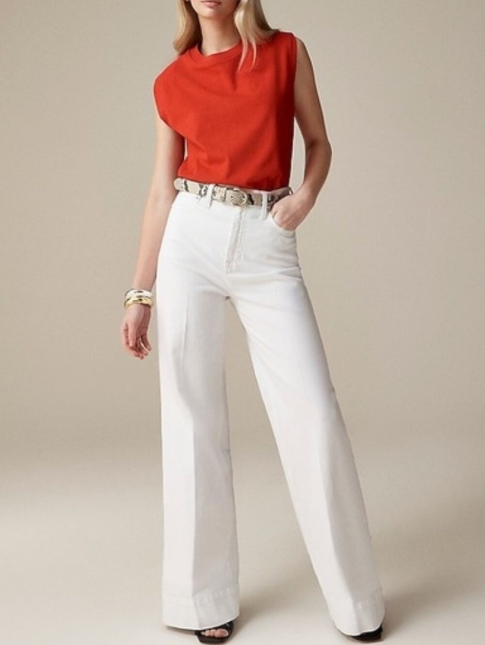 J. Crew White Denim Trouser Wide Leg Jeans WOMEN Size 30 NEW